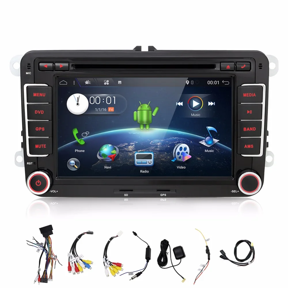 

2Din Head Unit Android WIFI 3G Quad Core Android7.1 Car DVD GPS For VW GOLF 5 6 POLO JETTA TOURAN EOS PASSAT CC TIGUAN SHARAN