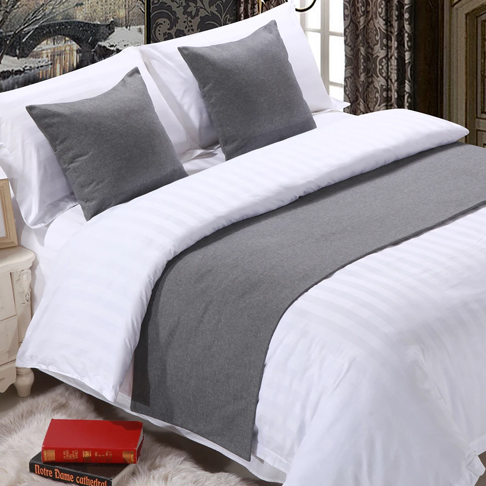 

Veemi European style bed flag Solid Color Hotel bed tail towel High grade table runner Multi-size bed flag