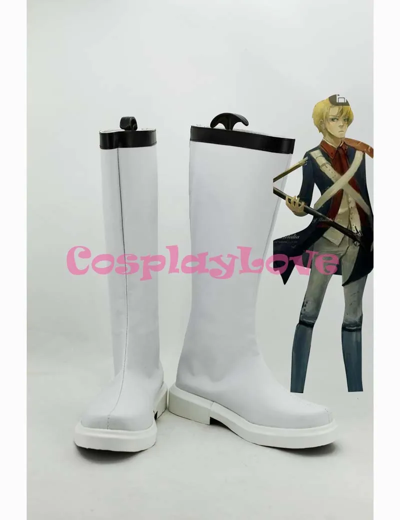 

Custom White American Cosplay Shoes Loong Boots from Axis Powers Hetalia Cosplay For Halloween Christmas