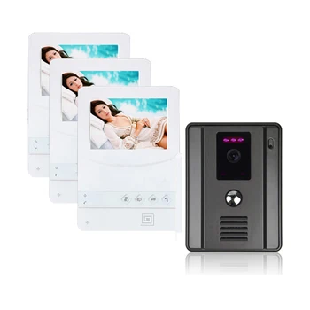 

New Style Apartment Mini 4.3"Video Door Phone Intercom System 3Monitors+1Outdoor Door bell Camera Available FREE SHIPPING