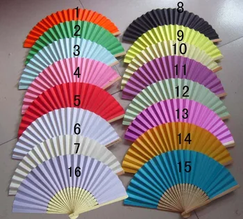 

Free shipping 1000pcs/lot wedding paper fan for party decorations with 15 colors for choice Craft Fan wedding