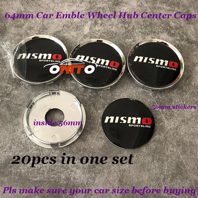 

20pcs/lot 64mm For Nismo Auto logo badge emblem caps For NissanTeana Sylphy Qashqai Livina Tiida Car Wheels hub covers label