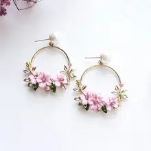 2019 nuevos pendientes de gota de flor de círculo grande elegante para mujer moda simulada perla de diamantes de imitación Boucle D'oreille(China)