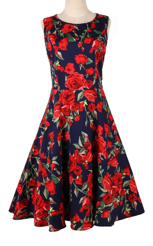 dress online retro inspired UK dress floral novelty clothing xxxl 50s rockabilly pinup sash femme robe