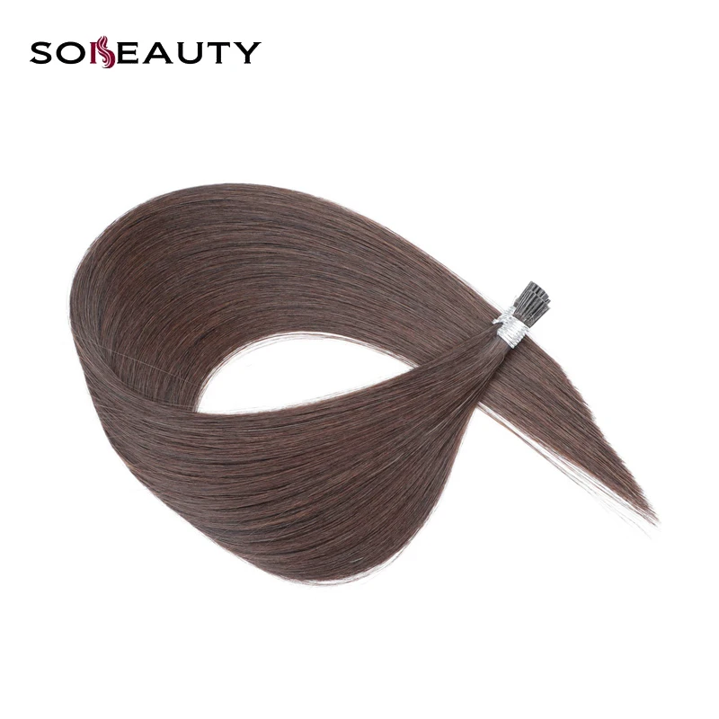 

Sobeauty 0.8g/Pcs 20 Remy Hair i Tip Hair Human Hair Extension Keratin Fusion Color 2# Brazilian Hair Seamless Hair Extensions
