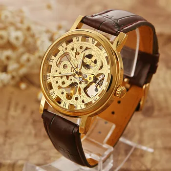 

2018 new hollow mechanical dial leather strap casual fashion exquisite precision high-end simple men's quartz watch