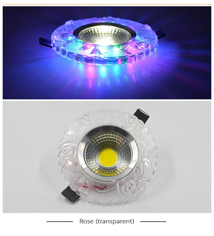 down lights COB LED Downlight Colorful Panel Light RGB 3W 110V 220V Recessed Lamp Fixture For Halogen Lamp Decoration Purple Spot light bathroom ceiling light