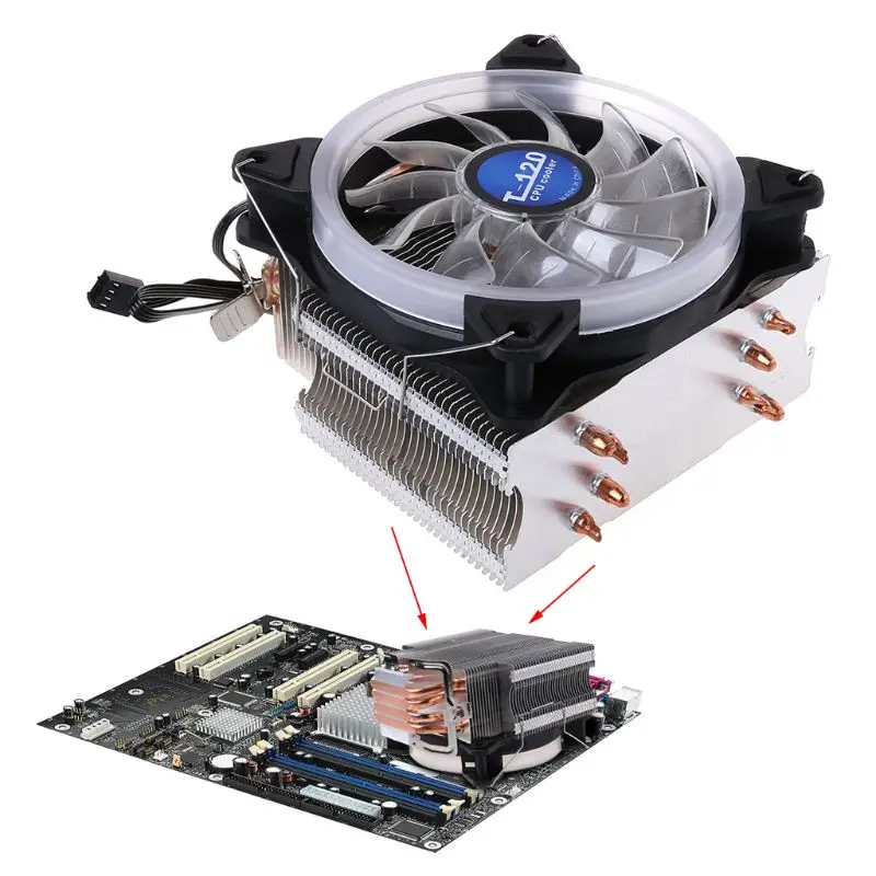 

Cooling Fan CPU Cooler Computer Processor Lighting Radiator Dual Tower 4 Heat Pipes For Intel and AMD