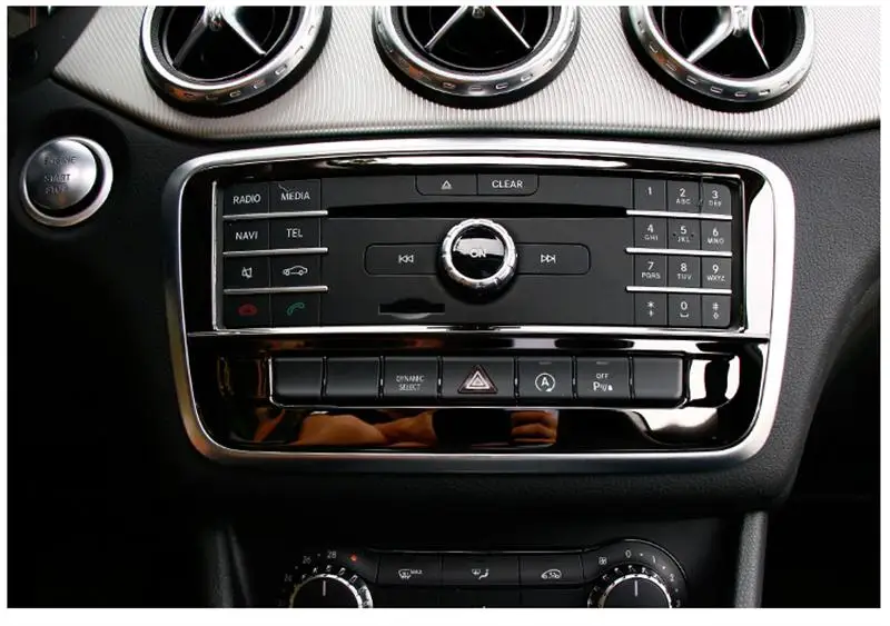 Carro-estilo de Aço Guarnição para Mercedes Cla a Classe Inoxidável Controle Condicionado Painel Decorativo Capa Benz Gla 200 220 ar cd 12 Molduras interiores