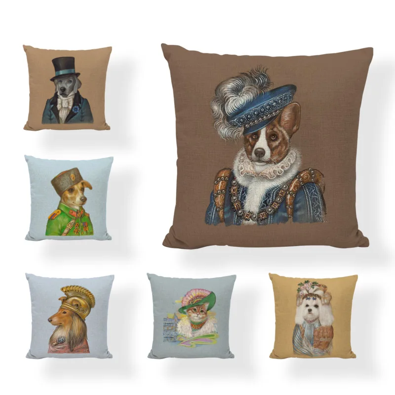 

Hot Sale Aristocratic Dogs Cushion Cover Schnauzer White Cat Home Decor Shih Tzu Pillowcases Holiday Gift Art Throw Pillow Case