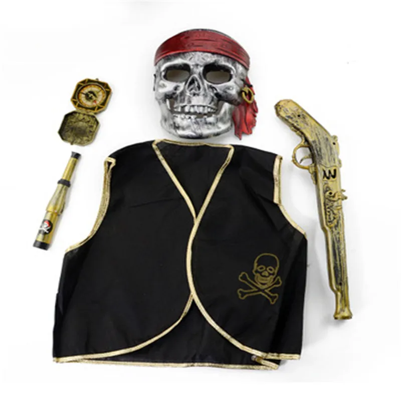 9 шт./лот, нарядное платье для Хэллоуина, вечерние игрушки для косплея, пираты из стран бассейна, пластиковый меч, Пираты+ шляпа+ пиратский ПВХ пистолет+ маска, реквизит для косплея