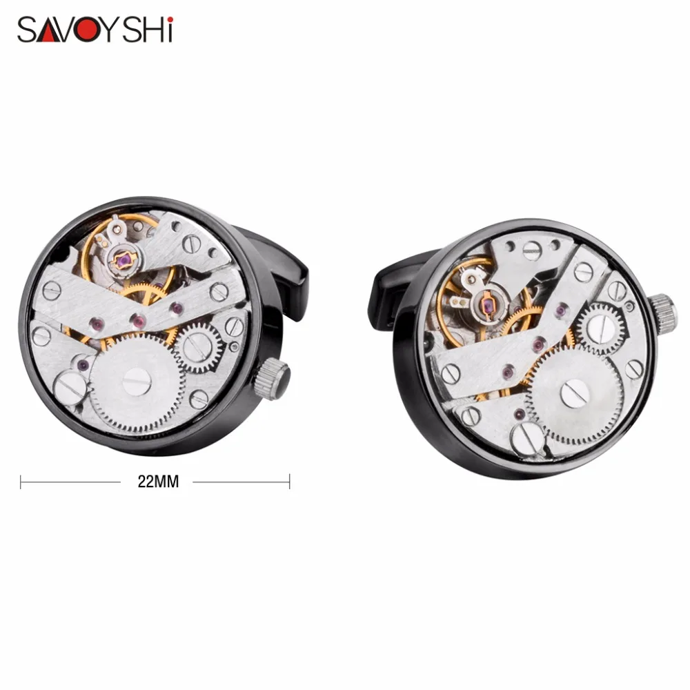 SAVOYSHI 남성용 기계식 시계 무브먼트 커프스 단추 기능성 셔츠 커프 메커니즘 디자이너 쥬얼리 브랜드 액세서리