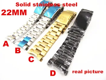 

1PCS 22MM Solid Stainless Steel Watch band curved end Watch strap