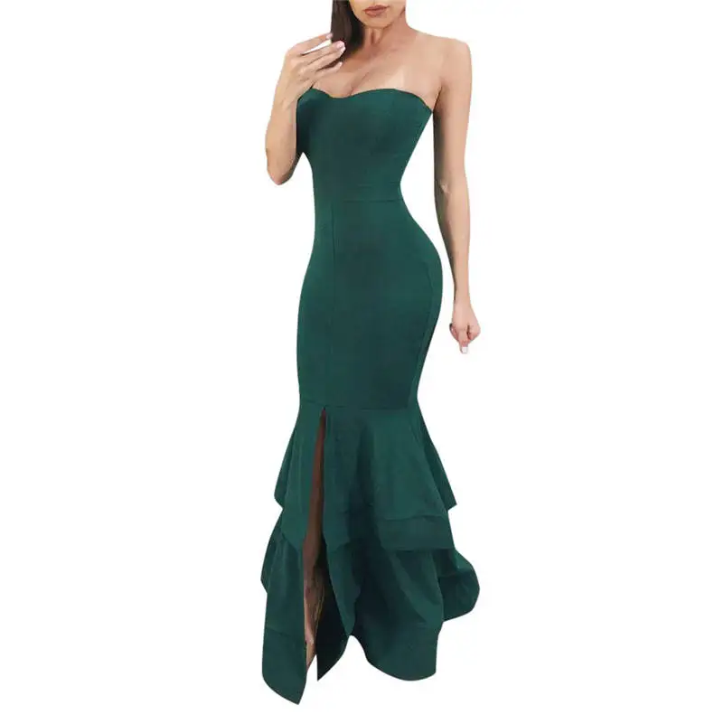 Элегантное сексуальное платье летнее женское модное платье однотонное Макси БЕЗРУКАВНОЕ вечернее платье с разрезом новые платья Vestidos 661D4 - Цвет: B