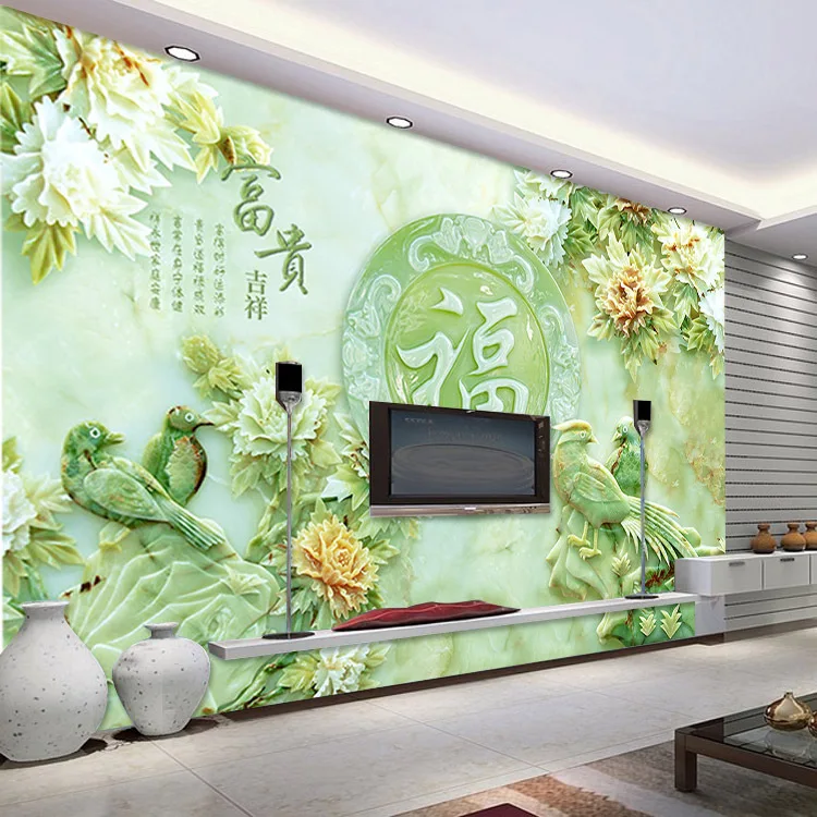 3d jade carving wallpaper unique design wall mural flower and bird photo wallpaper silk large wall - Wallpaper Design For Walls 3d jade carving wallpaper unique design wall mural flower and bird photo wallpaper silk large wall - Wallpaper Design For Walls
