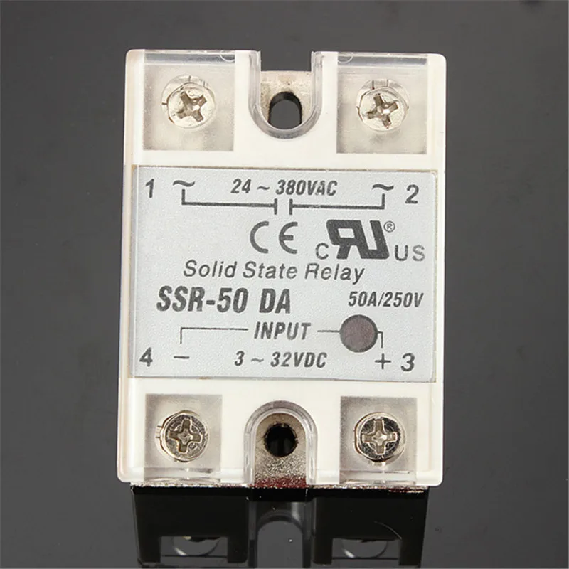 

Solid State Relay SSR-50DA 3-32VDC 50A/250V Output 24-380VAC With Cover