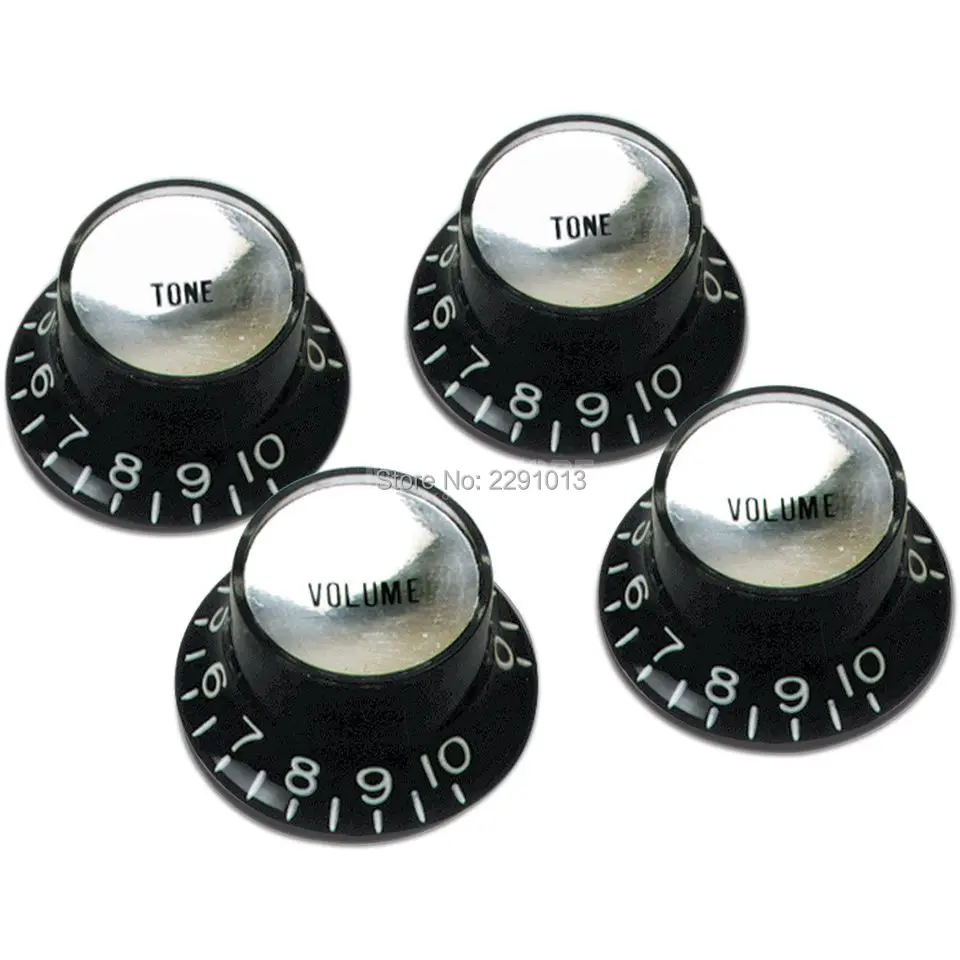 black knobs with silver top for electric guitar and bass;free shipping