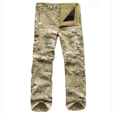 Снаряжение тактические водонепроницаемые Мягкие штаны мужские ветрозащитные теплые камуфляжные флисовые военные брюки Акула кожа армейские охотничьи камуфляжные штаны