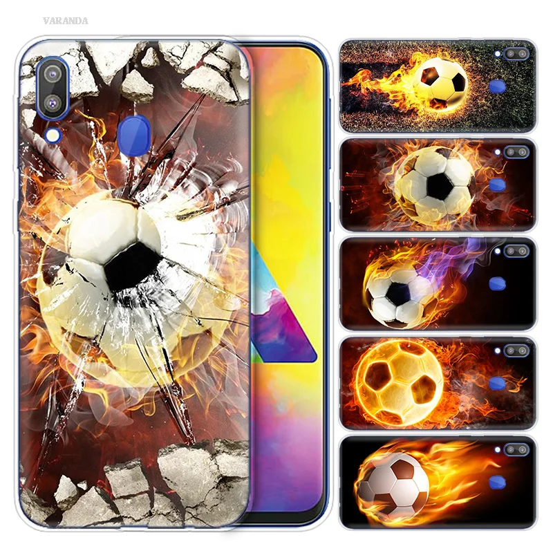 

Fire Football Soccer Ball Print TPU Case Cover for Samsung Galaxy S10 S10e S10 5G Plus M10 M20 M30 A10 A20 A30 A40 A50 A70 Coque