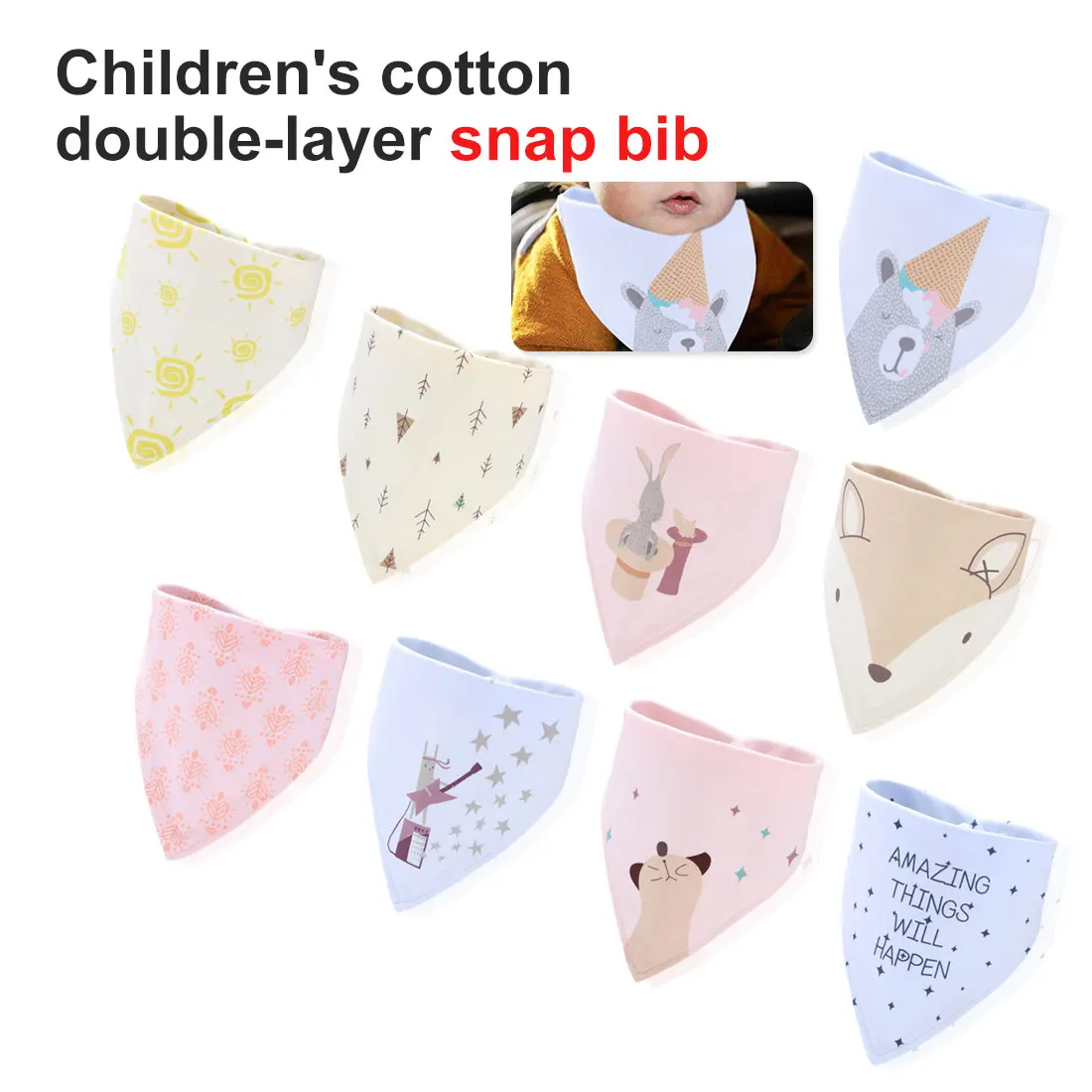 Soft Baby Stuff Cotton Bandana Bibs Baby Feeding Smock Infant Burp Cloths Cartoon Saliva Towel Baby Eating Accessory