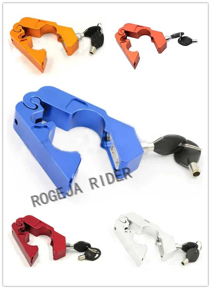 

Safety Lock CNC Motor Lock Scooter ATV Pit Dirt Bike Handlebar Security Brake Throttle Grip Protection w/ Rubber Adapters