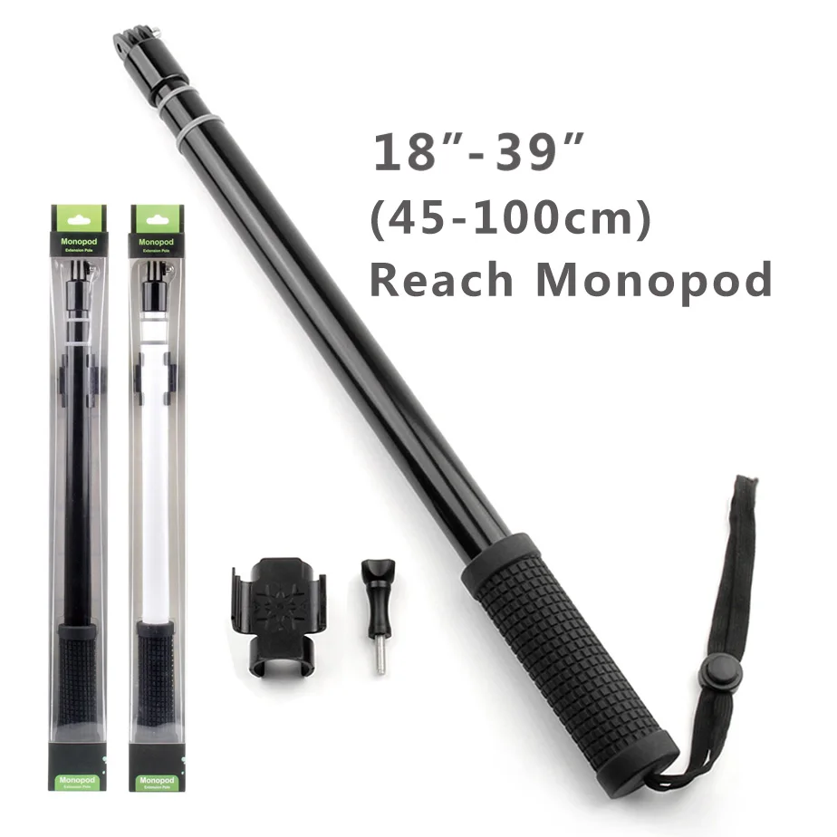 

SOONSUN Aluminum Reach Pole Extension Monopod Selfie Stick Pole w/ WiFi Remote Clip for GoPro Hero 7 6 5 4 3+ 2018 For Xiaomi Yi