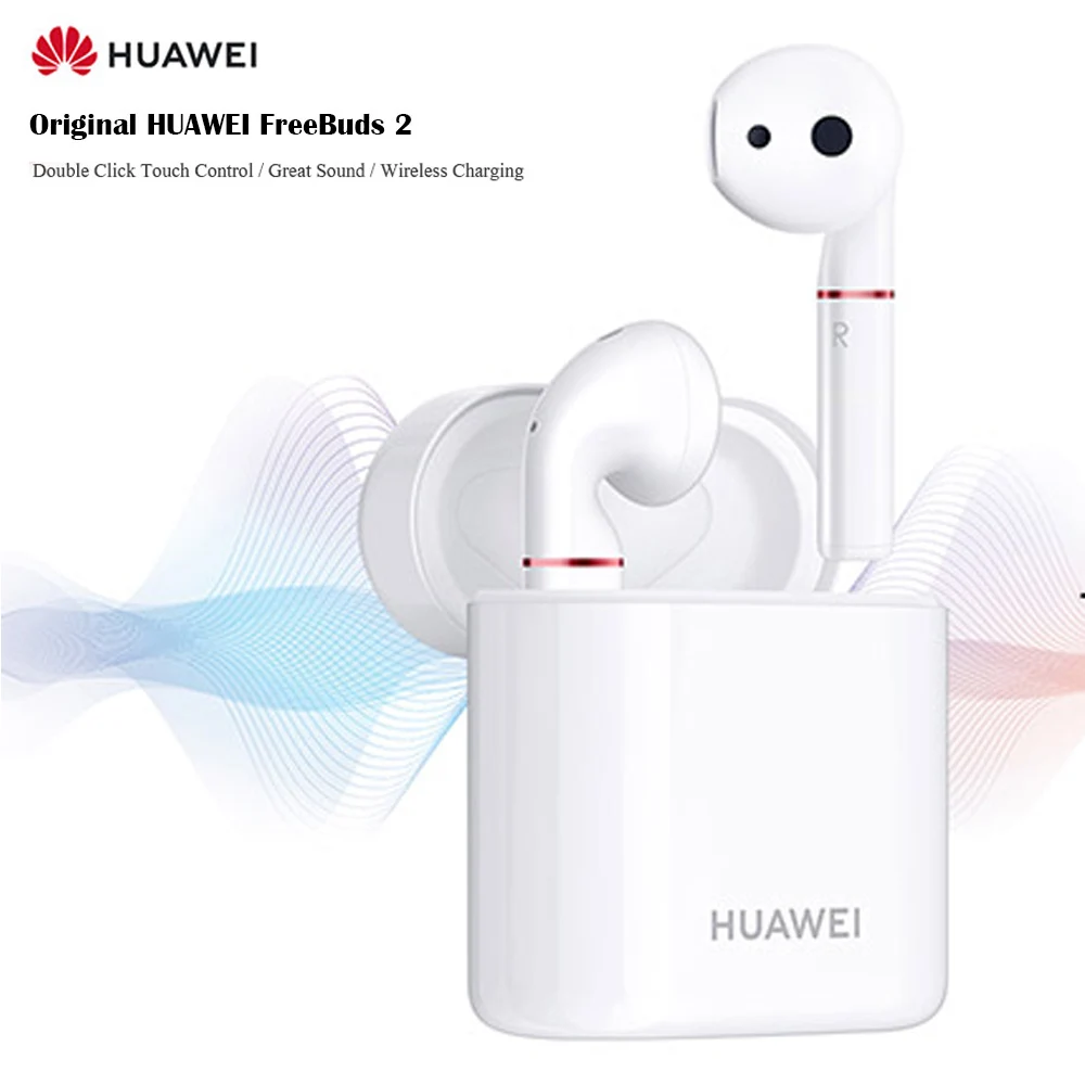 Оригинальные беспроводные наушники HUAWEI FreeBuds 2 TWS, Bluetooth 5,0, аудио, водонепроницаемые, IP54, управление нажатием, Беспроводная зарядка