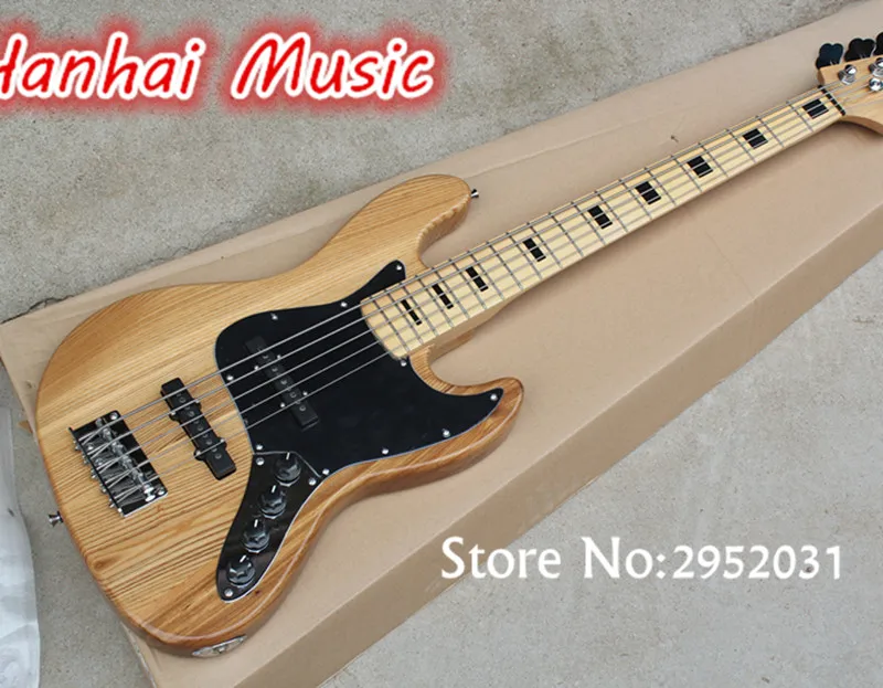 

Hot Sale Custom 5-String Bass Guitar with Ash wood Body,Maple Fretboard,Active Circuit,2 Open Pickups,can be Customized