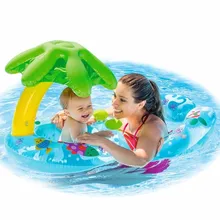 

Inflatable Swimming Ring Baby bath Infant Pool Float water Toys With Canopy Sea Mattress Beach Party Kids Adults children play