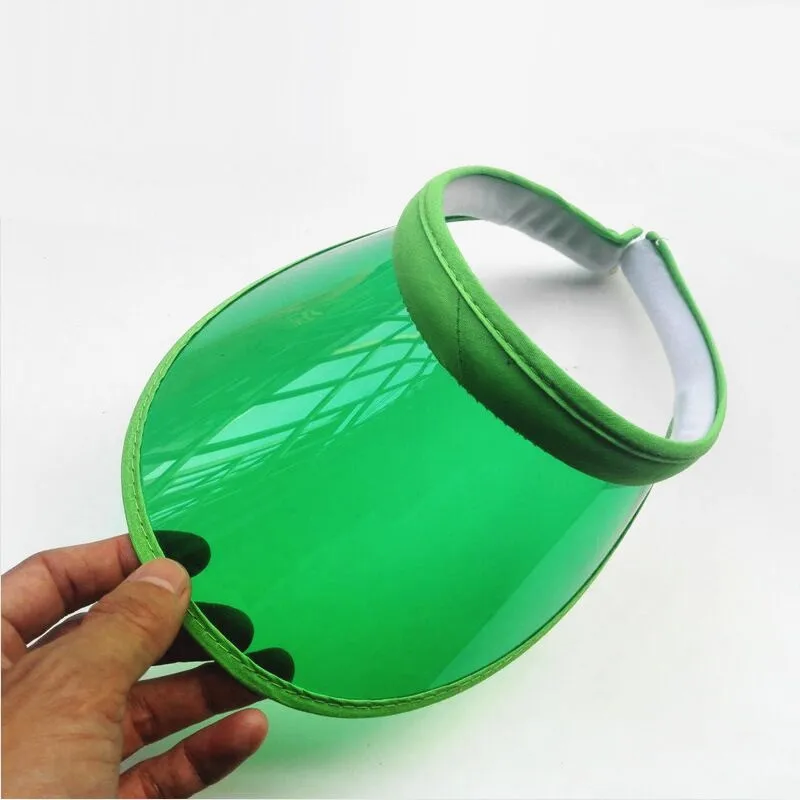 

Summer Holiday Plastic PVC Hats Candy Beach Topless Sun Visor Caps Windproof UV Protection Sunscreen Hat For Cycling Riding