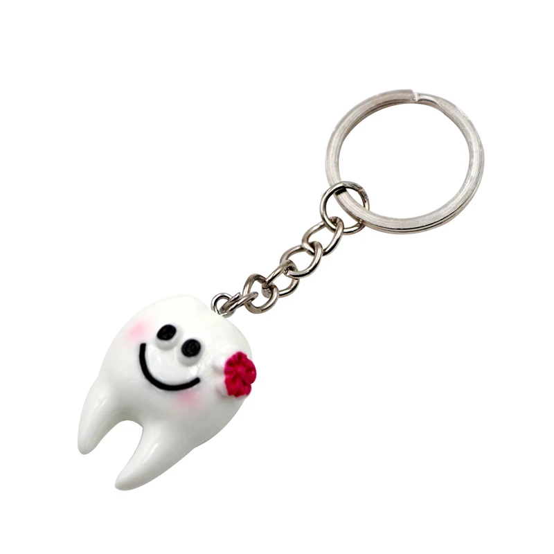 10pcs Dental Teeth Shape Model Simulation Tooth Key Chain Fashion Cartoon Lovely Girls  Gift Pendant Teeth Key Chain