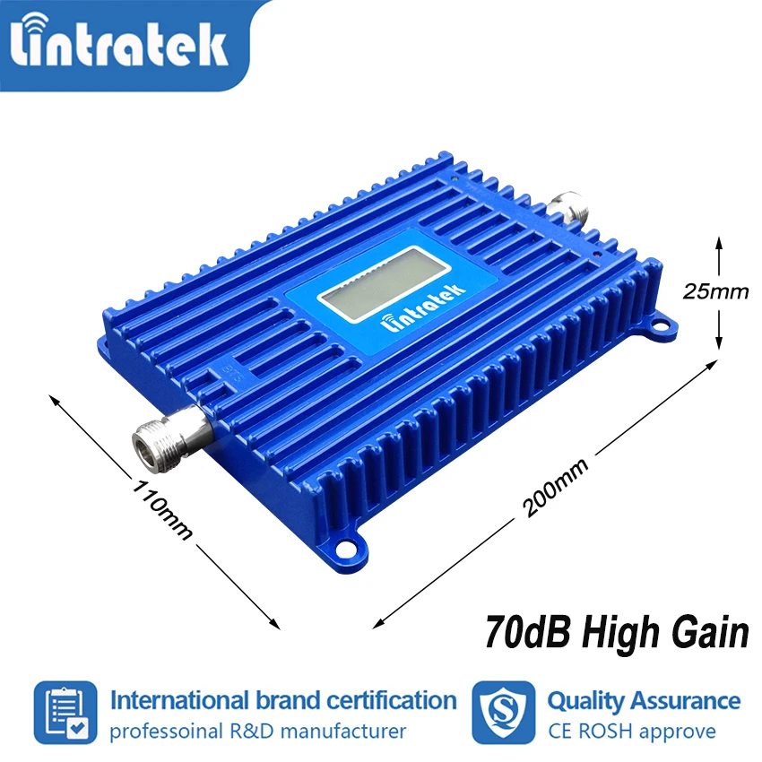 Lintratek مكاسب 70dB 2G 3G الإنترنت 1900 MHz إشارة المحمول معززة PCS GSM 1900 الخلوية مكرر مكبر للصوت هوائي UMTS S6 + 2