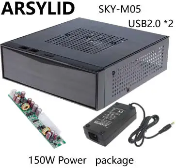 ARSYLID SKC-M05 HTPC mini-ITX Тонкий чехол для компьютера USB2.0 Поддержка USB3.0 горизонтальный мини Чехол 20,5*19*6 см 60 Вт 84 Вт 120 Вт 150 Вт - Цвет: with 150W Power