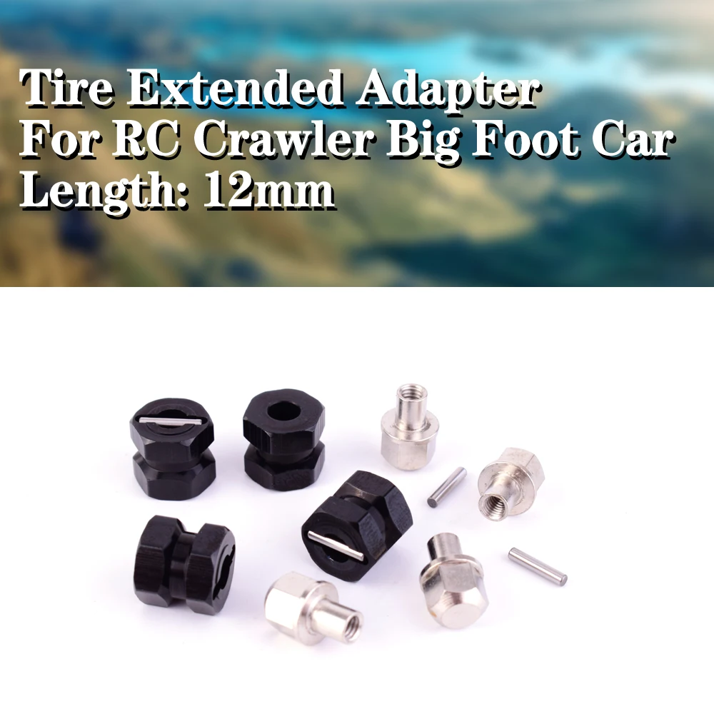 

4Pcs 12mm Hex 12mm Coupler Tire Adapter Black for Tamiya Axial Scx10 D90 RC Crawler Big Foot Car