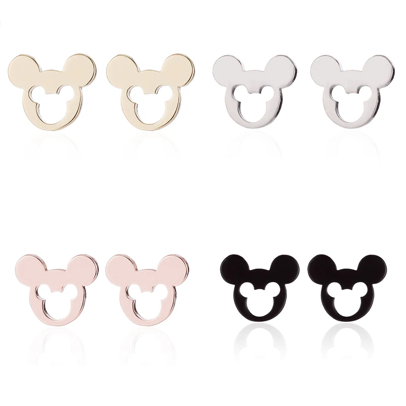 Yiustar New Arrival Romantic Earings for Girls Kids 304 Stainless Steel Stud Earrings Cute Tiny Love Earrings Jewelry Kids Gifts - Окраска металла: Mickey Earrings