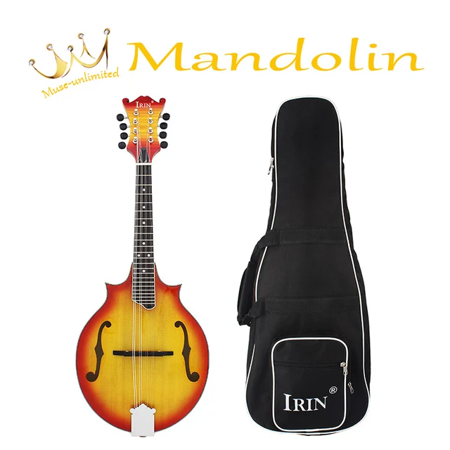 Cheap IRIN 8-String W-Style Cutaway Mandolin Spruce & Basswood Sunburst Red Solid 23 Fret Rosewood Fretboard Musical Instrument