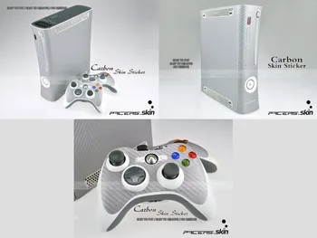 

Silver Carbon Fiber Vinyl Skin Sticker Protector for Microsoft Xbox 360 Original fat skins Stickers for xbox360