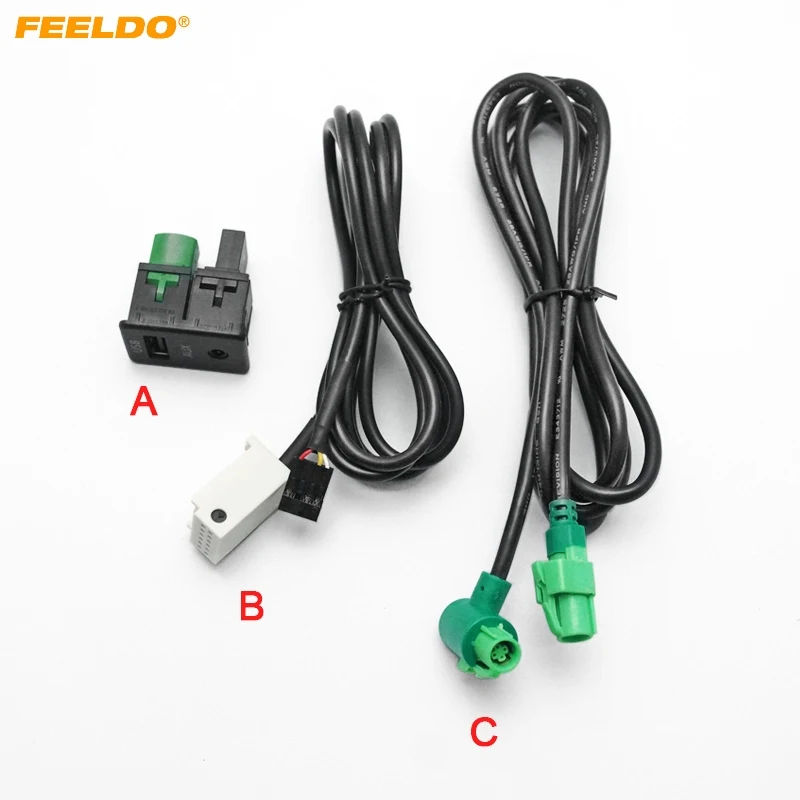 

FEELDO USB AUX Audio Cable Switch Plug For Volkswagen Passat B6 Touran POLO Facelift RCD510+/310+Car Aux And USB Switch Cable