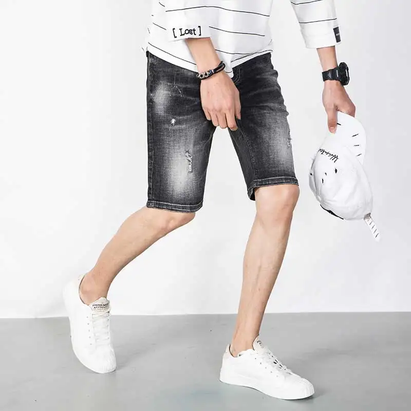 dark grey jean shorts