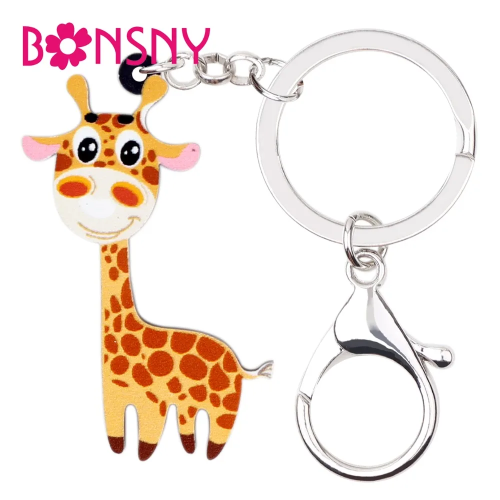 

Bonsny Acrylic Sweet Smile Giraffe Key Chains Keychain Rings Anime Jewelry For Women Girls Teen Gift Pendant Handbag Car Charms