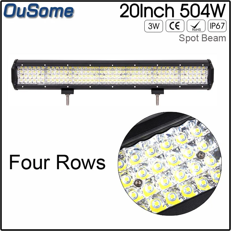 24 месяцев гарантии Quad строк светодио дный работа светлая полоса 12 В 24 В 504 Вт 20 дюймов 50000 люмен для JEEP offroad 4x4 4WD автомобиля грузовика внедорожник
