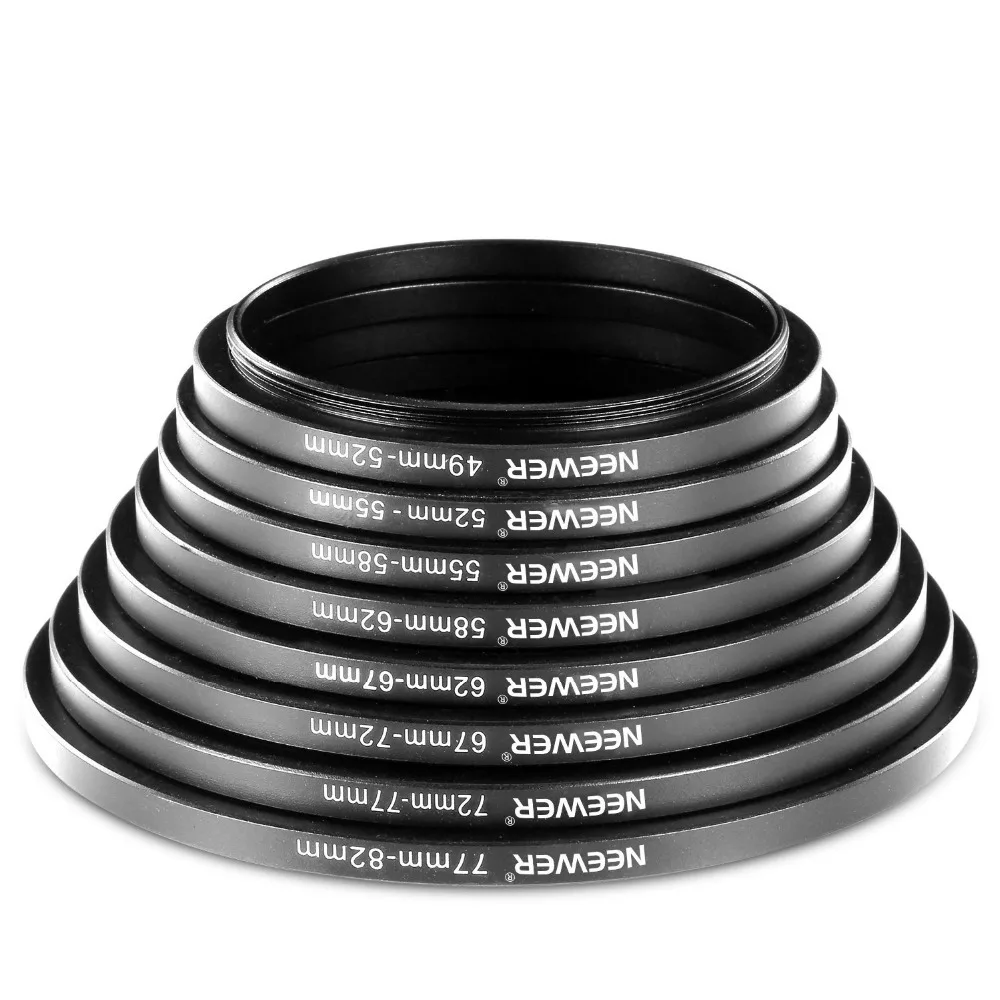 Anodized Black Metal 58mm-86mm Fotodiox Metal Step Up Ring