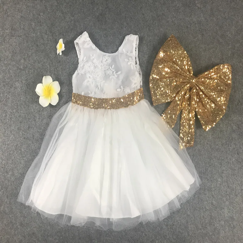 1-6year Female children Princess dress  Kids Clothing  sequined bow gauze girl's fashion vest dress (3)