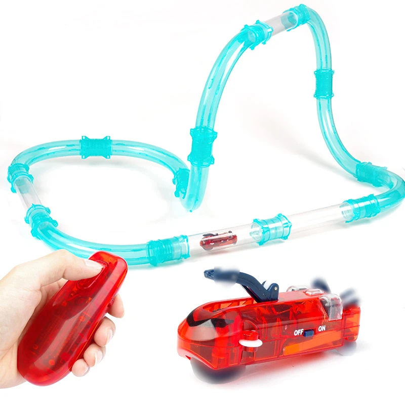 

Speed Zipes Pipe Track Car Toys Remote Control DIY Assembly Pipe Track Car Set Flashing Light Racing Car Children Christmas Gift