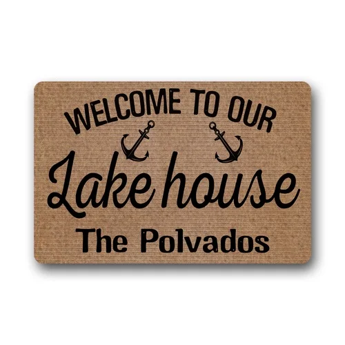 Welcome To Our Lake House Personalized Family Name Home Doormat