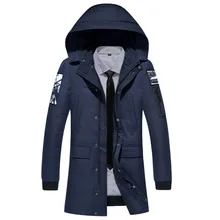 2018 nueva ropa chaquetas de negocios de largo grueso abrigo de invierno hombres sólidos Parka moda abrigo