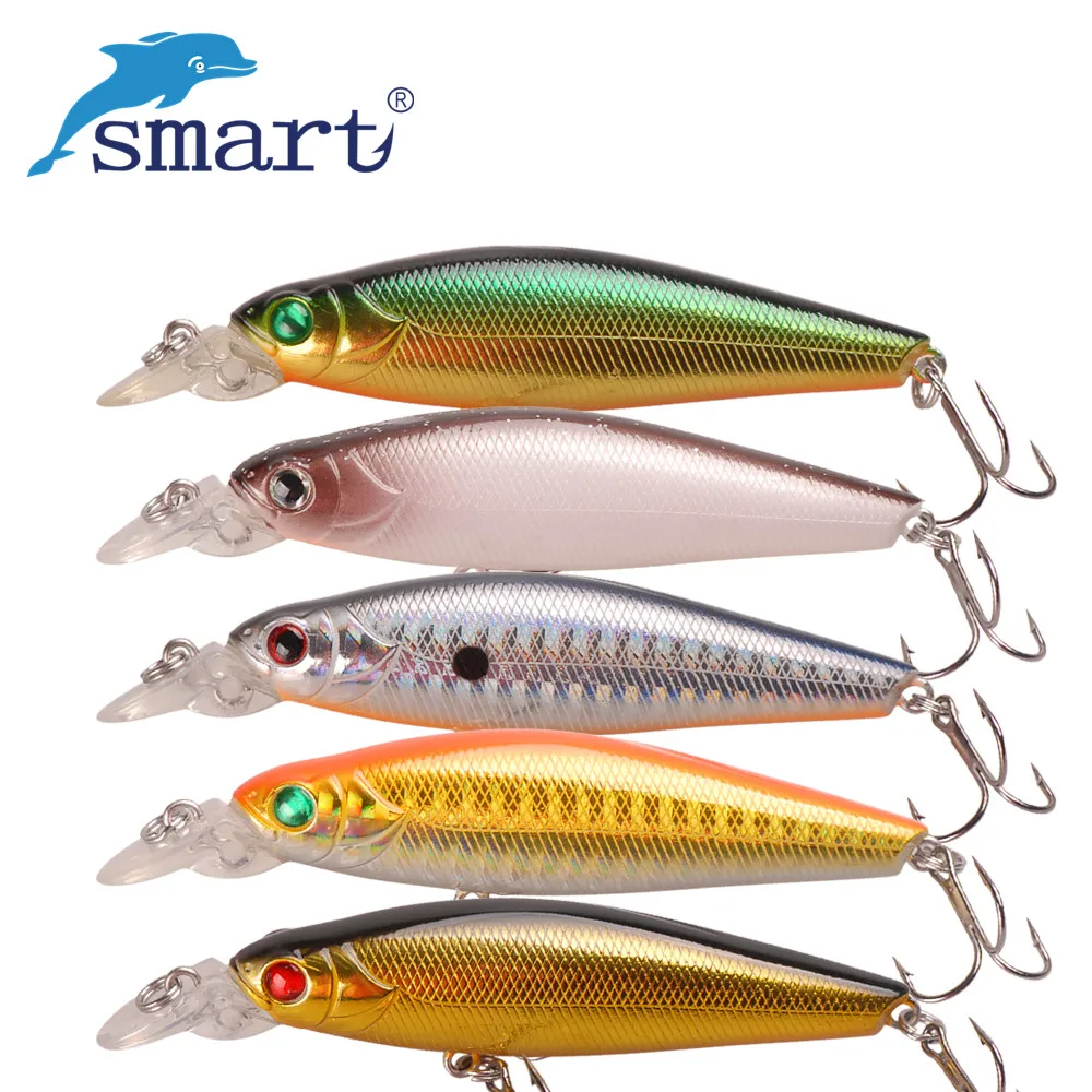 

SMART Minnow 75mm 9g Hard Bait 5 Colors Fishing Lure With Chang Jiang Treble Hook Para Pesca Leurre Souple Peche Wobblers