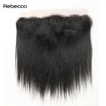 Brazilian Remy Hair Straight Lace Frontal Closure Bundles With Clip In Human Hair Extensions Rebecca Hair Natural Black Color