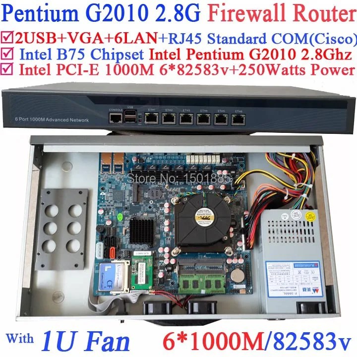 1U barebone стоечный маршрутизатор с Intel Pentium G2010 2,8G 6*1000 M 82583 v Lan Wayos PFSense ROS