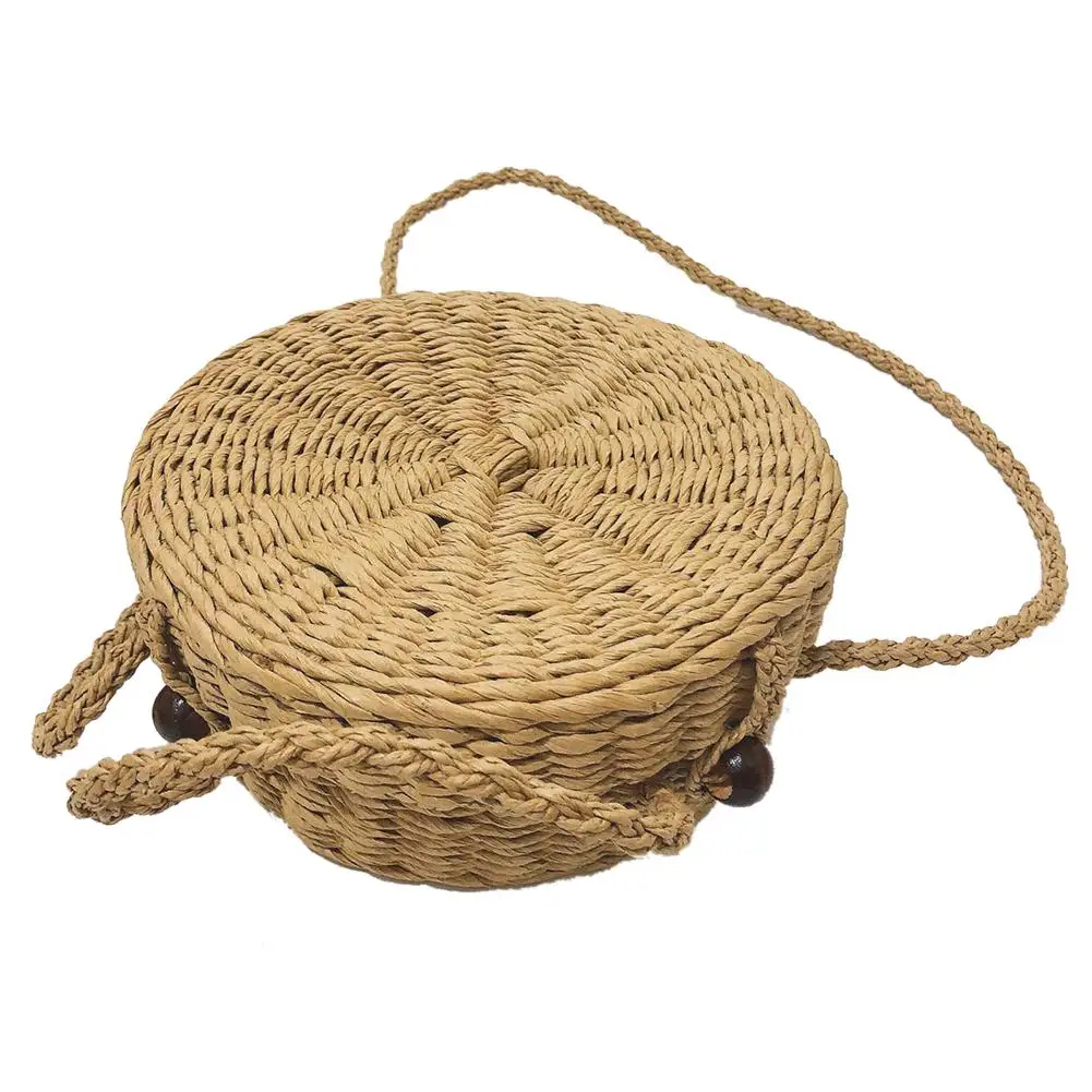 Straw Braided Round Rattan Bag Fashionable Natural Straw Hand-woven Holiday Beach Single-shoulder Bag For Women Ladies bags